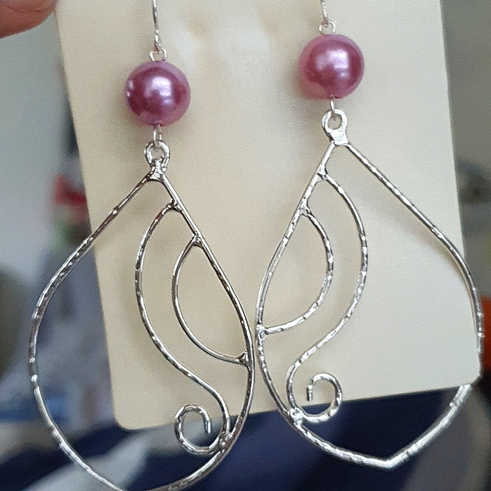 NWT Tahitian Pearl Silver Earrings